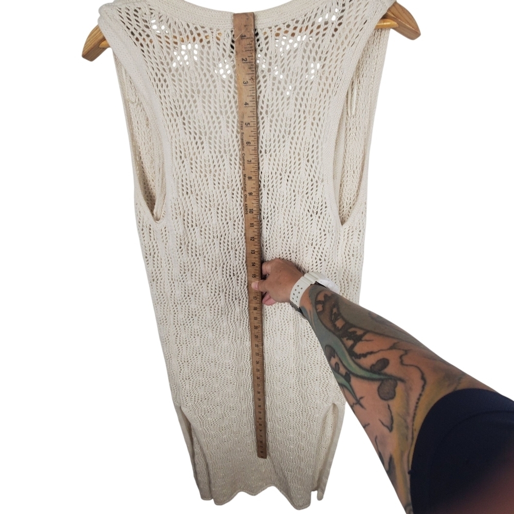 Freshman 1996 Crochet Top and Sleeveless Duster.  Off White. MED. #0151 - Picture 7 of 10